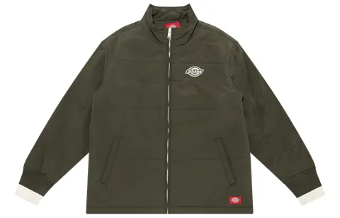 Dickies Puffer Jackets Unisex Army Green Stand Collar Moderate Other