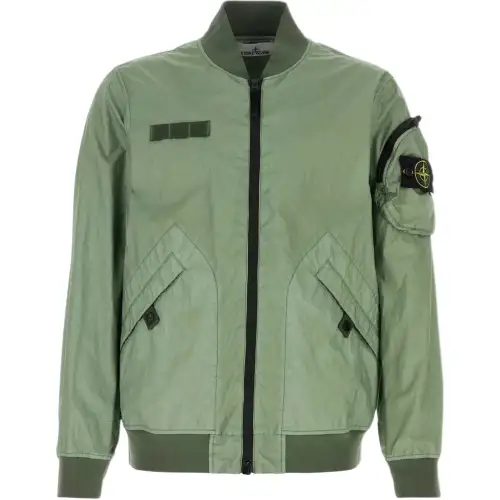 Stone Island Logo Patch Zip-Up Bomber Jacket