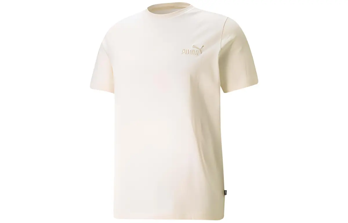 PUMA T-Shirts Men's Beige Crew Neck Moderate Straight Fit
