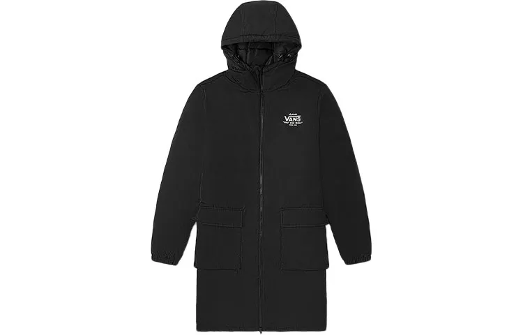 Vans Down Jackets Unisex Black Hooded Moderate Down Jacket