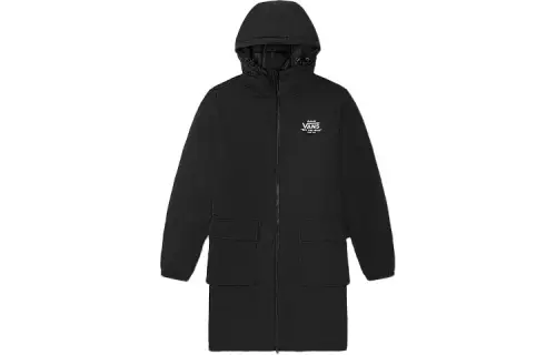 Vans Down Jackets Unisex Black Hooded Moderate Down Jacket