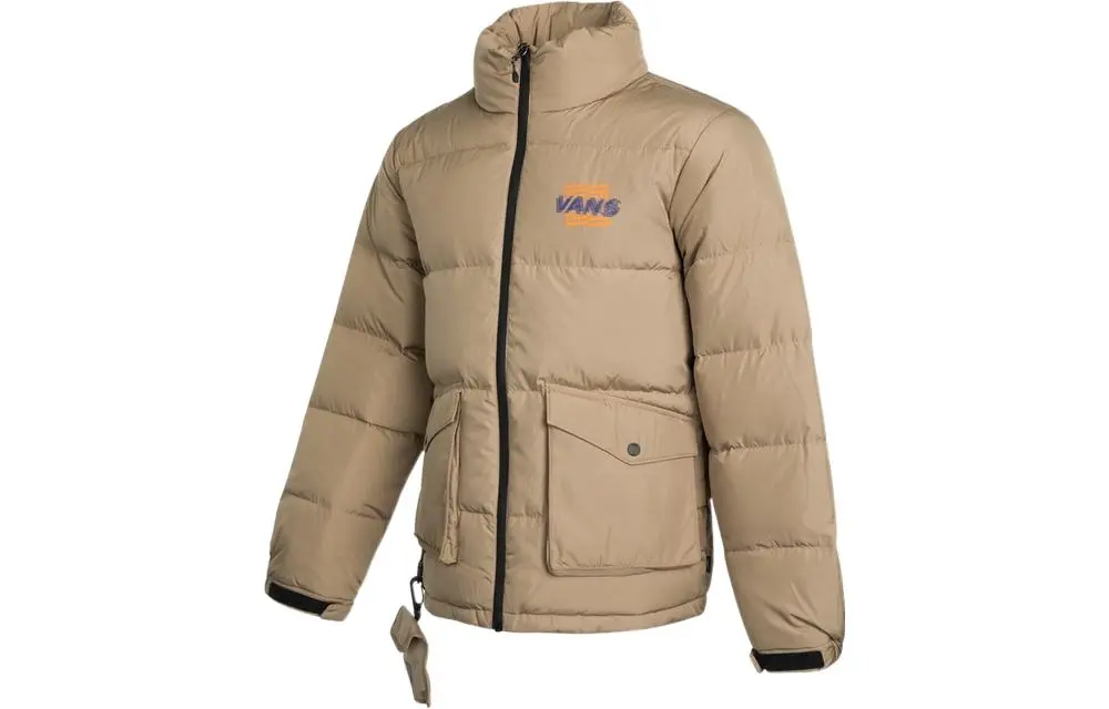 Vans Down Jackets Men's Khaki Stand Collar Moderate Down Jacket