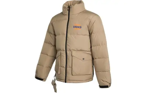 Vans Down Jackets Men's Khaki Stand Collar Moderate Down Jacket