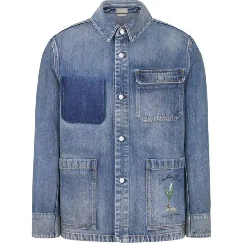 DIOR Homme Collared Button Up Denim Jacket
