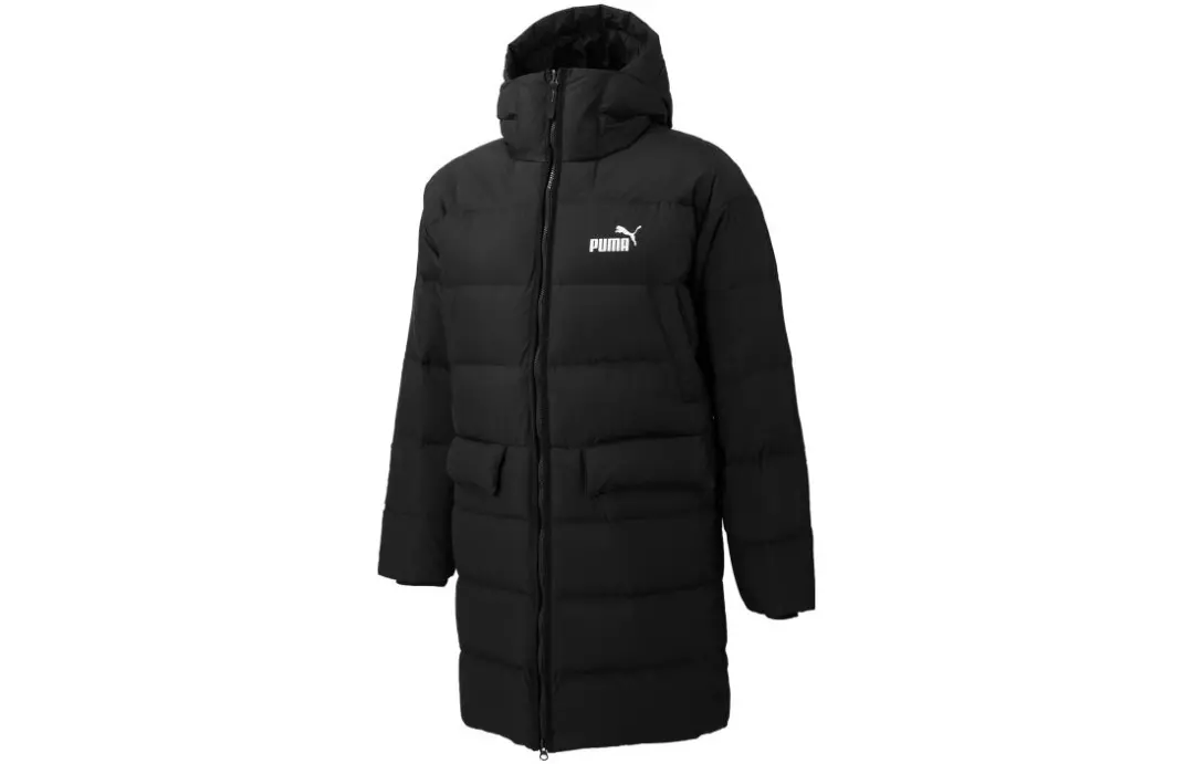 PUMA Down Jackets Men's Black Hooded Moderate Down Coat