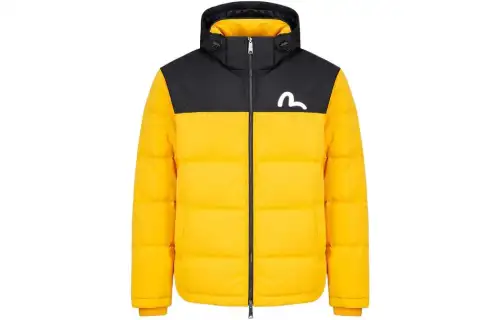 EVISU Down Jackets Men's Yellow Hooded Moderate Down Jacket