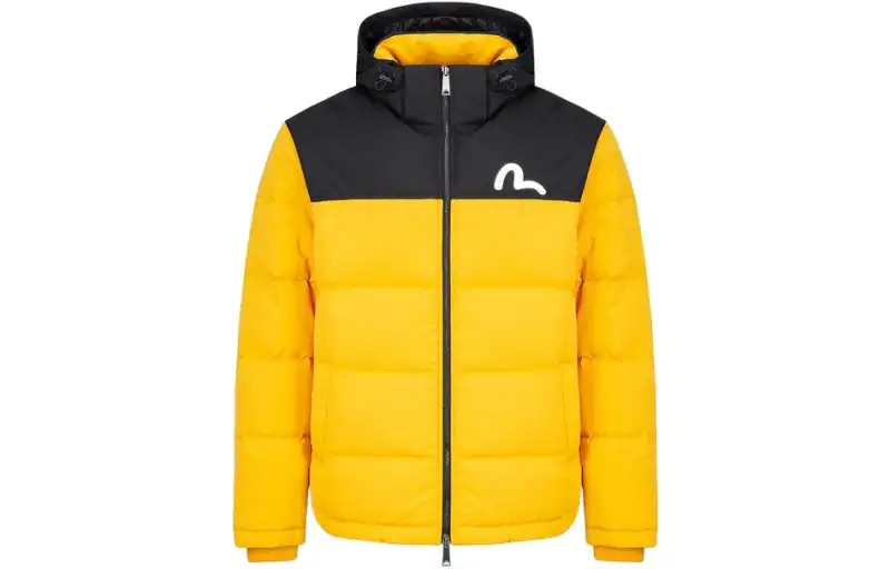 EVISU Down Jackets Men's Yellow Hooded Moderate Down Jacket