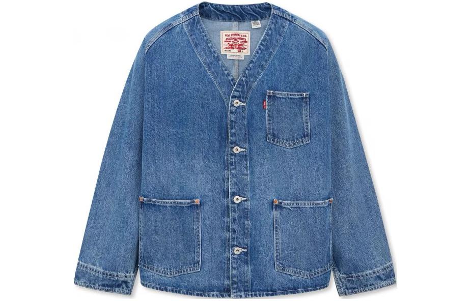 Levis Denim Jackets Men's Blue V Neck Moderate Other