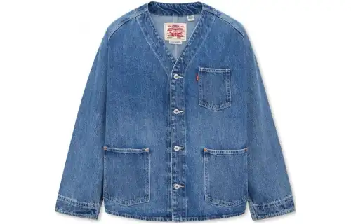 Levis Denim Jackets Men's Blue V Neck Moderate Other