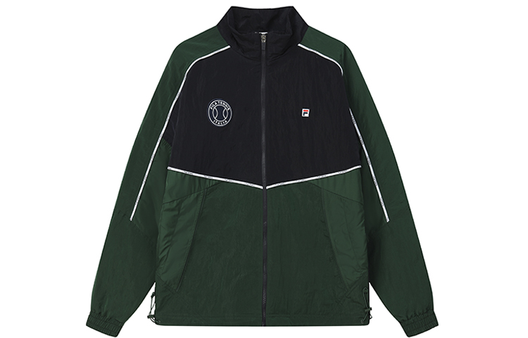 FILA Athletics Puffer Jackets Men's Pine Green Stand Collar Moderate Hard Shell