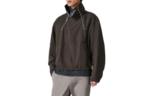 HERMES Jackets Men's Dark Brown Stand Collar Moderate Other