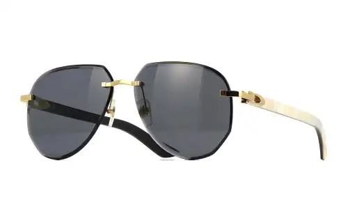 CARTIER Metal Irregular Shape Sunglasses Unisex Gold