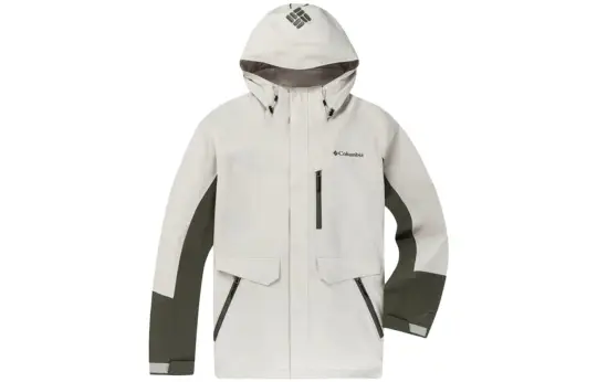 Columbia Waterproof, Windproof, Breathable, And Thermal Windbreaker Jacket Men's Ecru