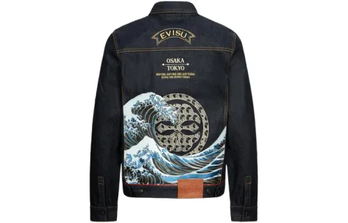 EVISU Denim Jackets Men's Lapel Moderate Other