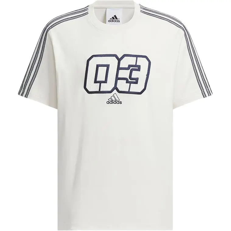 Adidas T-Shirts Men's Ecru Crew Neck Moderate
