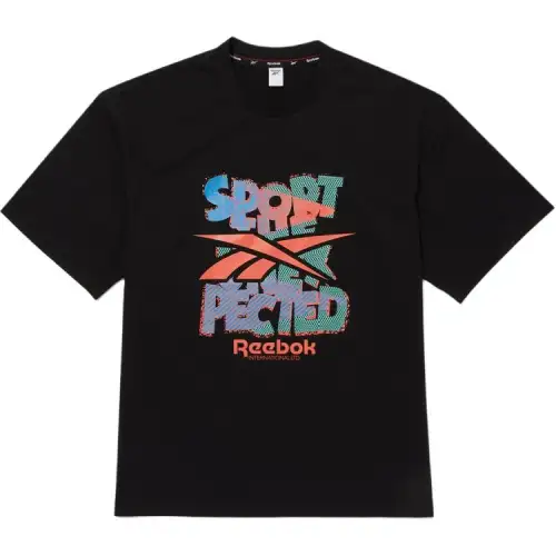 Reebok T Shirts Men's Black Crew Neck Moderate Straight Fit