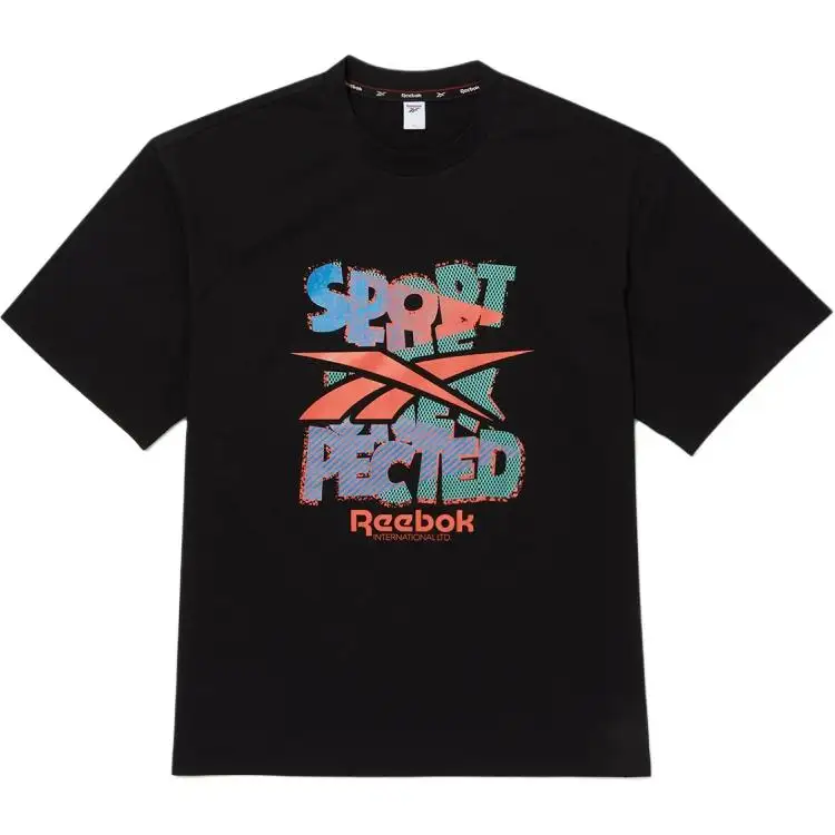 Reebok T Shirts Men's Black Crew Neck Moderate Straight Fit