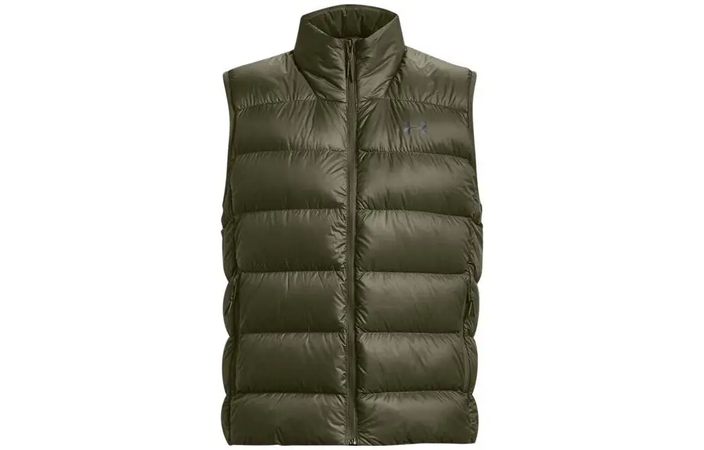 Under Armour Down Vests Men's Green Stand Collar Moderate