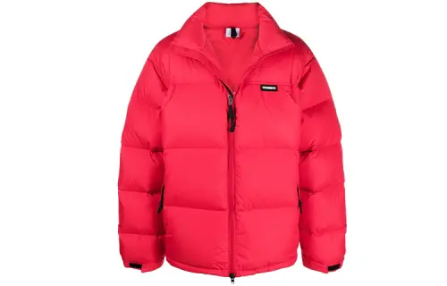 Vetements FW21 Solid Color Letters Lapel Loose Fit Down Jacket Unisex Red Gift Recommendation