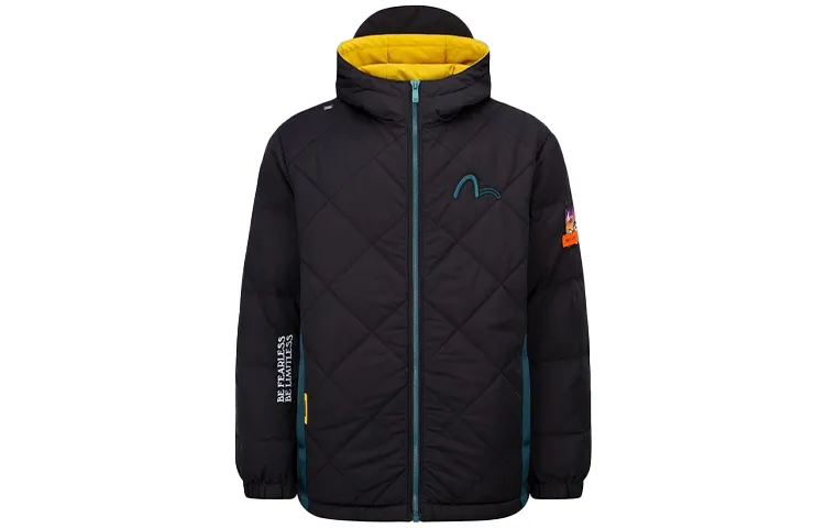 EVISU Down Jackets Men's Black Hooded Moderate