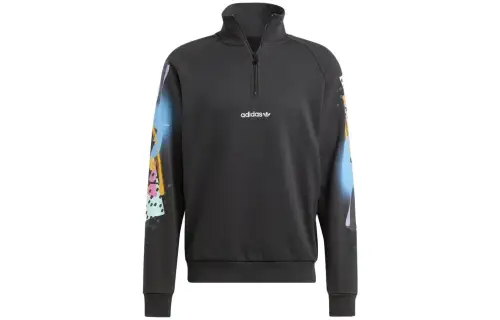 Adidas Originals Jackets Men's Black Stand Collar Moderate Other
