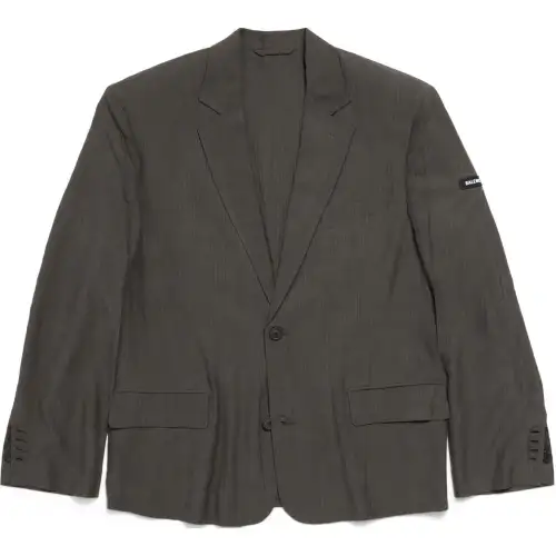 Balenciaga Pinstripe Button Up Blazer