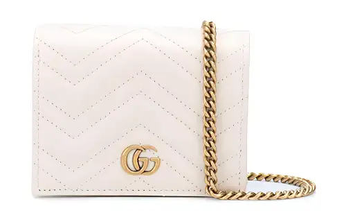GUCCI Marmont Quilted Leather Chain Shoulder Bag, Crossbody Bag Women's White