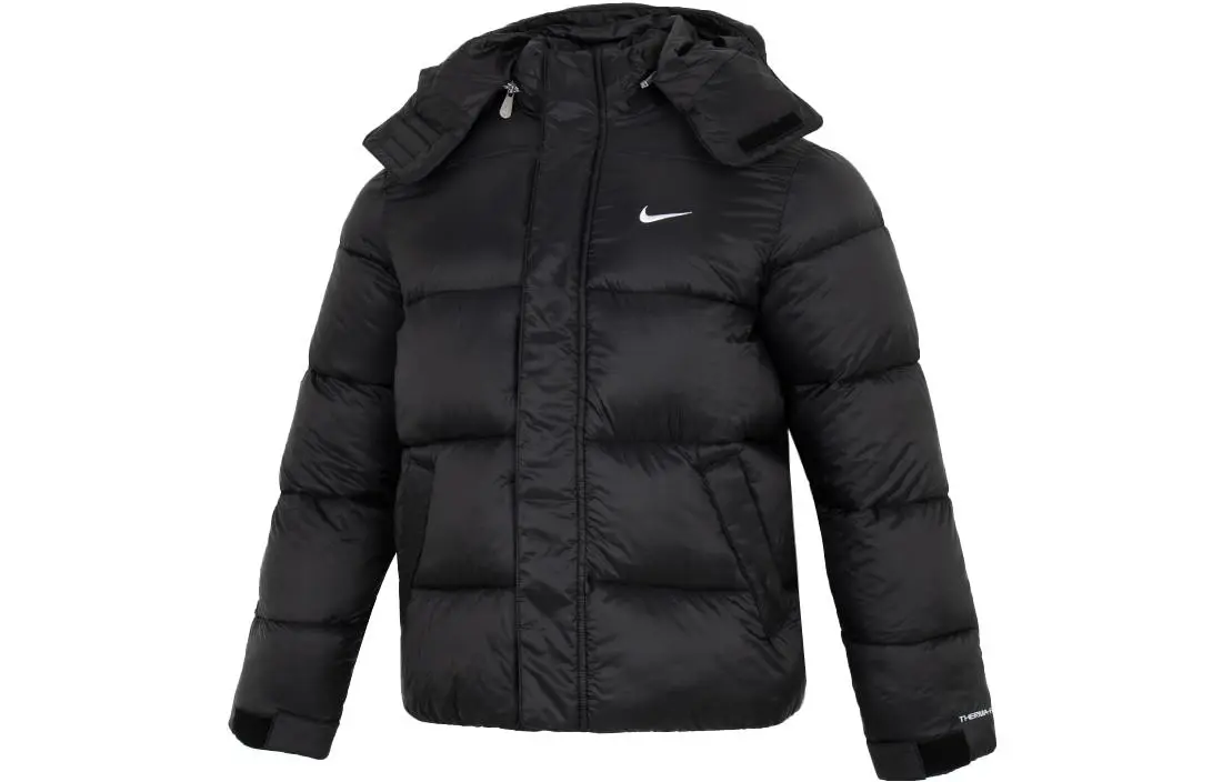 Nike Puffer Jackets Men's Black Hooded (Non-detachable) Thickened