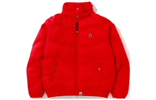 A BATHING APE FW22 Badge Stand Collar Without Hood Fitted Moderate Down Jacket Men's Red