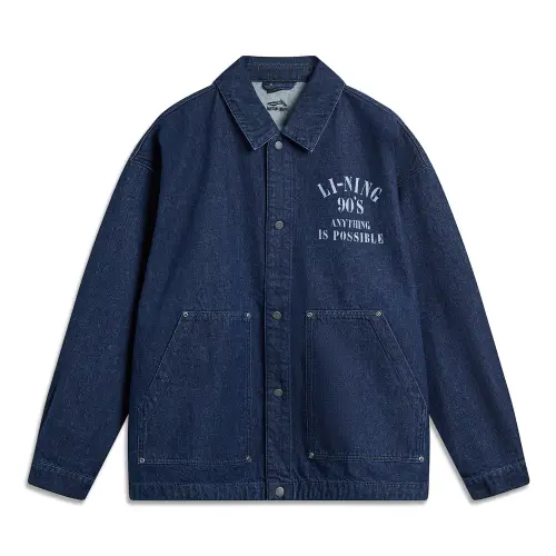 Li Ning Sports Fashion Collection Denim Jacket Unisex Blue Denim