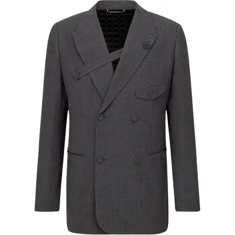DIOR Business Suits Men's Gray Suit Collar Moderate Business Suit
