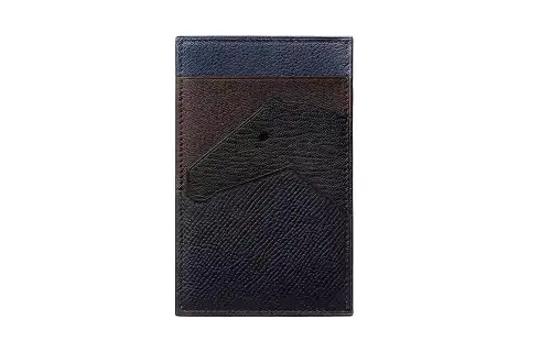 HERMES Cow Leather Card Holder Unisex Black