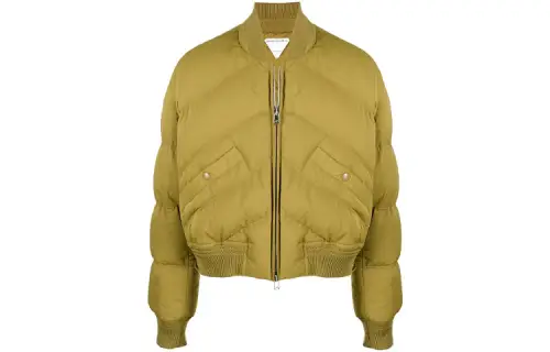 Bottega Veneta Solid Color Baseball Collar Down Jacket Men's Green