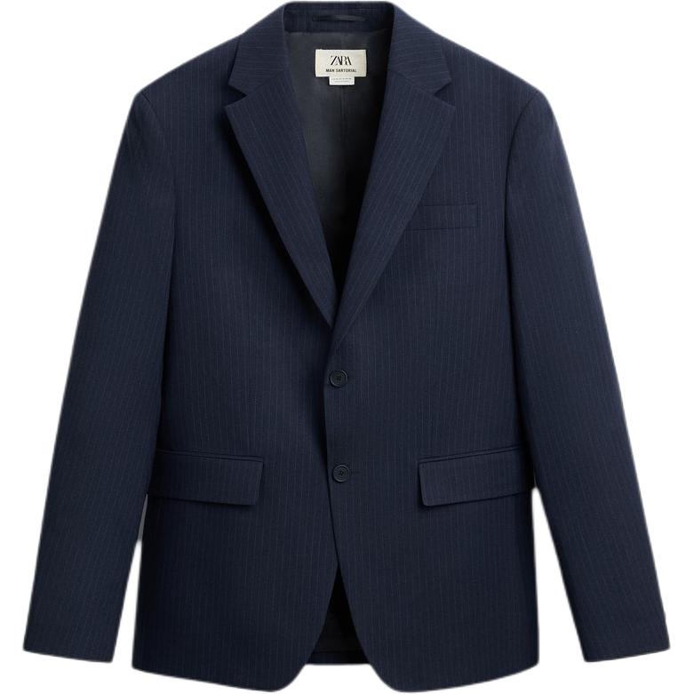 ZARA Business Suits Men's Blue Moderate Business Suit
