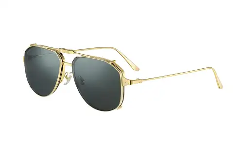 CARTIER Metal Aviator Sunglasses Unisex Gold