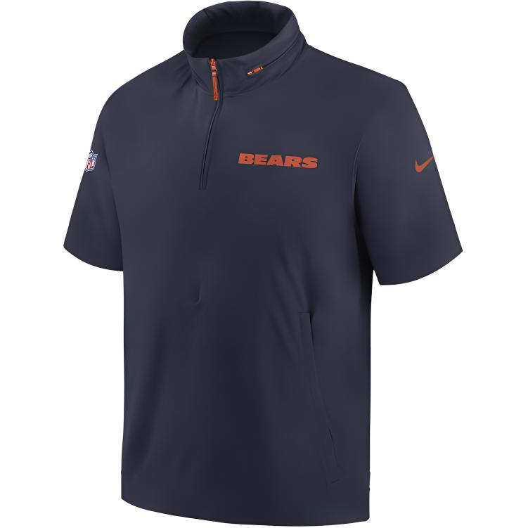Nike Chicago Bears Sideline Coach Men's Nike Nfl 1/2 Zip Short Sleeve Hooded Jacket