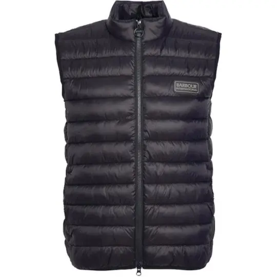 BARBOUR Vests Men's Black Stand Collar Moderate Other