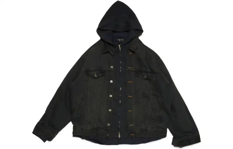 Balenciaga SS24 Denim Jacket Loose Fit Men's Gray Black