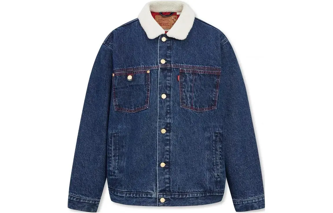 Levi's Denim Jackets Men's Blue Lapel Moderate Straight Fit