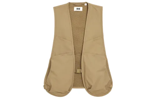 UNIQLO Vests Men's Dark Beige Collarless Moderate Workwear