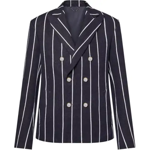 LOUIS VUITTON Double-Breasted Linen And Cotton Blend Tailored Jacket