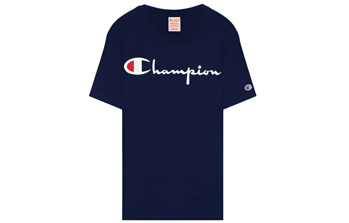 Champion T-Shirts Men's Blue Crew Neck Moderate Straight Fit