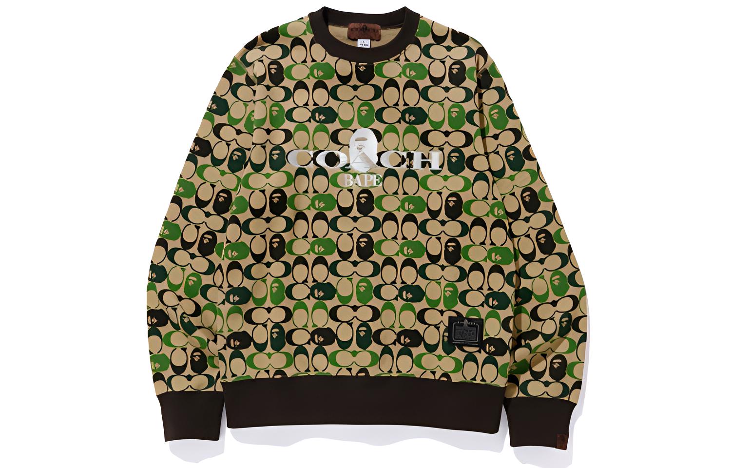 Мужское худи A BATHING APE A BATHING APE x COACH/ Bape Crewneck (бежево-коричневое) — фото 1
