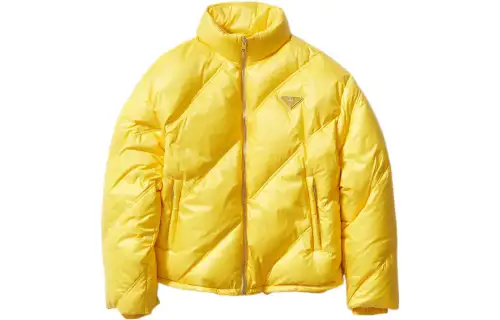 PRADA Down Jackets Men's Yellow Stand Collar Moderate