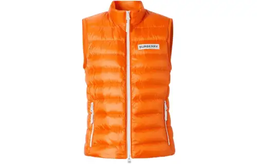 Burberry Down Vests Women's Bright Orange Stand Collar Moderate Other