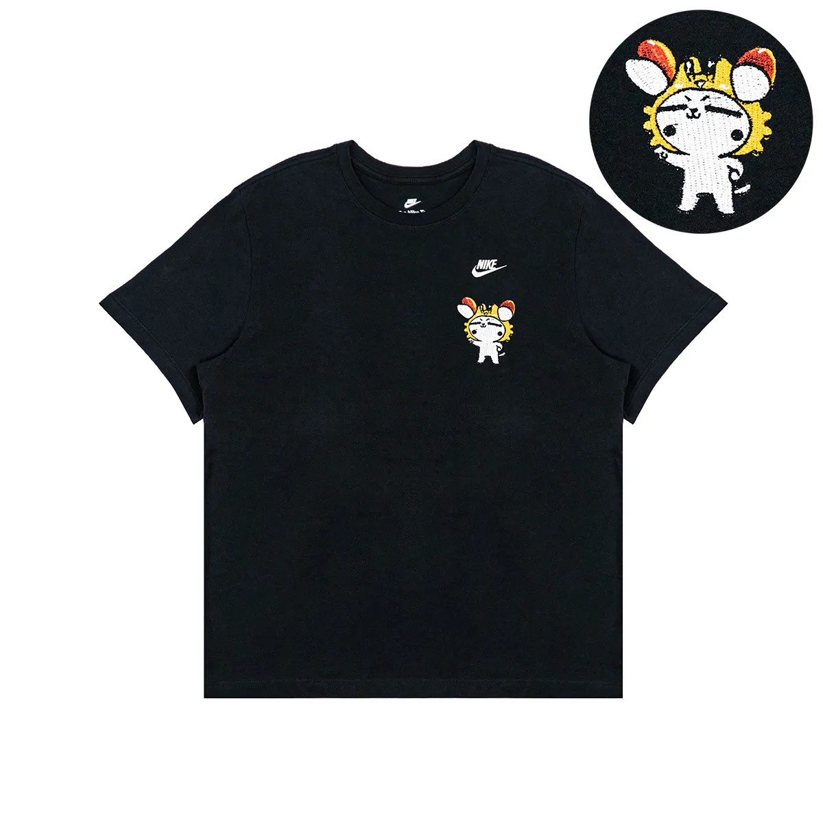 Nike T Shirts Unisex Black Crew Neck Moderate Straight Fit