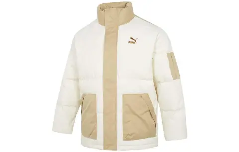 PUMA Down Jackets Unisex Ecru Stand Collar Moderate Other