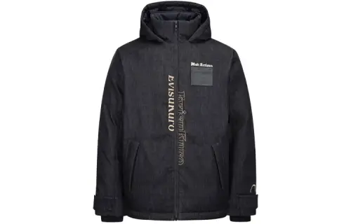 EVISU Down Jackets Men's Black Hooded Moderate