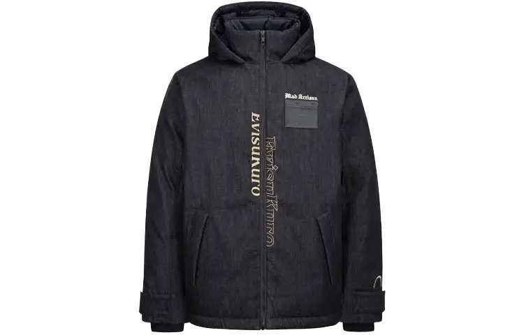 EVISU Down Jackets Men's Black Hooded Moderate