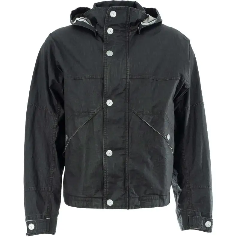 Stone Island logo-print hooded linen jacket